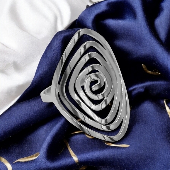 🆕️ Spiral Elegance Stainless Steel Ring Hypoallergenic Adjustable Minimalist - Picture 4 of 14